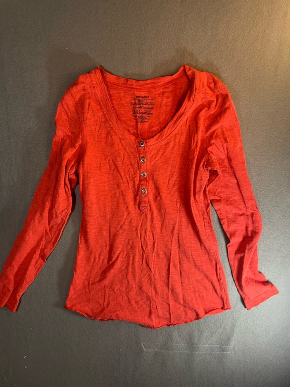 Patagonia Women's Long Sleeve Henley in Red-Orange